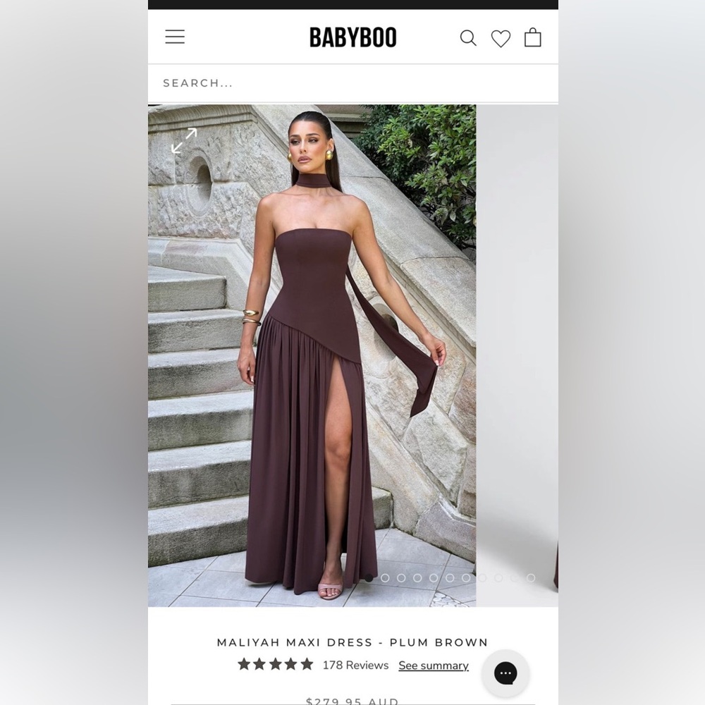 Babyboo Maliyah Strapless Maxi Dress in Plum Brown

Worn once- retail 220